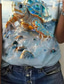 cheap Hawaiian tee-Women&#039;s T Shirt Rose Floral Graphic Elegant Vintage Fashion Short Sleeve Round Neck Regular Tops Daily Going out Weekend Print Sky Blue Summer
