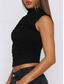 cheap Tank Tops &amp; Camis-Women&#039;s Camisole Tank Top Solid Color Stylish Casual Short Sleeve Turtleneck Regular Tops Daily Ruched Black White Red Fuchsia Khaki Summer Spring