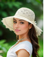 cheap Women's Hats-Women's Bohemian Crochet Sun Hat with 3D Floral Decoration - Foldable, Lightweight and Breathable, Perfect for Summer, Beach and Outdoor Activities