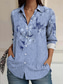 cheap Women&#039;s Floral Tops-Women&#039;s Shirt Floral Elegant Vintage Daily Long Sleeve Shirt Collar Regular Tops Work Daily Linen Like Buttons Print Blue Summer Spring