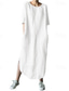 cheap Dresses-Women&#039;s Midi Dress Linen-Inspired Dresses Casual Dress Cotton Linen Dress Stylish Casual Vacation Daily Date Regular Fit Plain Half Sleeve Crew Neck White Blue Gray Summer Spring