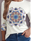 cheap Boho tee-Women&#039;s T Shirt Letter Casual Long Sleeve Round Neck Regular Tops Daily Weekend Print White Fall Winter