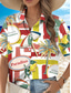 economico Top da Vacanza per Donne-Camicia da donna Geometrica Elegante Spiaggia Maniche Corte Collo Camicia Top Regolari Stampa Bottoni Rossa Primavera Autunno