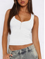 cheap Tank Tops &amp; Camis-Women&#039;s Camisole Tank Top Solid Color Stylish Sexy Casual Sleeveless U Neck Regular Tops Daily Buttons Black White Red Navy Blue Beige Summer
