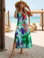 cheap Art&amp;Design Dress-Women&#039;s Maxi Dress Black Dress Long Sleeve Boho Dress Elegant Vintage Butterfly Sleeve Vacation Beach Regular Fit Ombre Vintage Short Sleeve Crew Neck Blue Green Summer