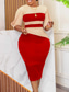 cheap Bodycon Club Dresses-Women&#039;s Midi Dress Casual Dress Bodycon Elegant Stylish Casual Vacation Daily Regular Fit Color Block 3/4 Length Sleeve Crew Neck Black White Red Royal Blue Summer