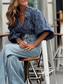 cheap Women&#039;s Graphic Tops-Women&#039;s Shirt Floral Fashion Modern Casual Long Sleeve V Neck Regular Tops Daily Weekend Print Blue Summer
