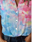abordables Tops de Arte y Diseño para Mujeres-Camisa de mujer ombre geométrica elegante camiseta de playa de manga corta cuello regular tops diarios estampado de botones azul primavera otoño