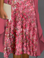 olcso Virágos ruha-Női Diplomás Ruha Midi Ruha Chiffon Ruha Átmeneti Ruha Nyári Ruha Elegáns Stílusos Formális Esküvői Vendég Mindennapi Laza Fit Virágos Grafika Fél Ujjú Kerek Nyakú Rózsaszín Nyár Tavasz Ősz