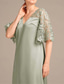 ieftine Lungimea podelei-Rochie A-Line Mama Miresei Rochie Elegantă Vintage Simplă Decolteu în V Lungime Ceai Dantelă Mâneci Pe Jumătate cu Dantelă