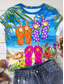 cheap Hawaiian tee-Women&#039;s T Shirt Ombre Leaf Tropical Hawaiian Short Sleeve Crew Neck Regular Tops Daily Holiday Beach Wear Print Blue Summer