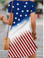cheap 250th Anniversary Dress-Independence Day Patriotic Women's Dress Mini Dress Casual Dress Stylish Casual Daily Regular Fit Flag Red White And Blue Short Sleeve Crew Neck Blue Summer