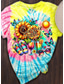 cheap Tie Dye&amp;Gradient tee-Women&#039;s T Shirt Tie Dye Letter Casual Short Sleeve Round Neck Regular Tops Daily Print Pink Red Blue Purple Rainbow Summer