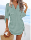 cheap Vacation Dresses-Women&#039;s Mini Dress Casual Dress Basic Casual Vacation Casual Daily Regular Fit Plain 3/4 Length Sleeve V Neck Green Summer Spring