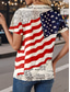 cheap Independence Day Top-Women&#039;s Patriotic  T Shirt Flag American Flag National Flag Stylish Casual Short Sleeve V Neck Regular Tops Daily Weekend Print Red Summer Spring