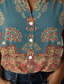 cheap Boho Tops-Women&#039;s Shirt V Neck Button Down Blouse Floral Elegant Vintage Tropical Short Sleeve Shirt Collar Regular Tops Daily Buttons Print Dusty Blue Summer