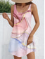 baratos Arte &amp; Design Vestidos-Vestido Mini Feminino Vestido Petite Vestido de Verão Vestido em A Vestido de Alça Vintage Estiloso Casual Férias Diário Lazer Solto Gráfico Mármore Sem Mangas Decote Redondo Rosa Verão Primavera