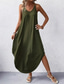cheap Vacation Dresses-Women&#039;s Midi Dress Stylish Basic Sexy Vacation Daily Regular Fit Plain Sleeveless V Neck Black Wine Army Green Summer