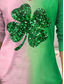 cheap St Patrick&#039;s T-shirts-St. Patrick Women&#039;s T Shirt Casual Long Sleeve V Neck Regular Tops Daily Cut Out Print Green Spring Fall