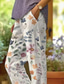 cheap Straight-Leg Pants-Women&#039;s Cotton Linen Pants Baggy Pants Linen Like Fashion Streetwear Full Length High Waist Floral Graphic Printing Thermal Warm Breathable Soft Micro-elastic Outdoor Daily White Fall Winter