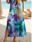 cheap Art&amp;Design Dress-Women&#039;s Maxi Dress Black Dress Long Sleeve Boho Dress Elegant Vintage Butterfly Sleeve Vacation Beach Regular Fit Ombre Vintage Short Sleeve Crew Neck Blue Green Summer