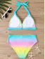 voordelige Bikinisets-Dames Zwemkleding Bikini 2 stuks Brutaal Zwempak Blote rug Slank Vakantie Strand Kleding Bloemig Geometrisch Halternek Mouwloos Badpakken