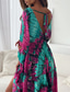 cheap Elegant Floral Dresses-Women's Long Dress Maxi Dress Casual Dress Summer Dress Print Dress Fashion Outdoor Holiday Date Regular Fit Floral Long Sleeve Deep V Blue Purple Green Summer Spring