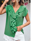 cheap Plain Tops-Women&#039;s Shirt Blouse Solid Color Elegant Daily Stylish Short Sleeve Batwing Sleeve V Neck Regular Tops Work Daily Evening Party Buttons Orange Green Beige Summer Spring