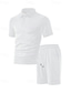 cheap Men&#039;s Tracksuit &amp; Hoodie-Men&#039;s Jacquard Tracksuit Polo Shirt &amp; Shorts Set Outfit Set Lapel Outdoor Daily Sports Pocket Drawstring 2 Piece Plain Black White Navy Blue Polyester Activewear Classic Casual Summer