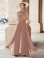 ieftine Salopetele mamei-Salopetă  Costum mamă a miresei Nuntă pe plajă Elegant Vintage Guler pentru bijuterii Lungime până la podea Chiffon Mâneci medii cu aplicații din pene și paiete 2025