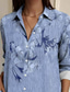 cheap Women&#039;s Floral Tops-Women&#039;s Shirt Floral Elegant Vintage Daily Long Sleeve Shirt Collar Regular Tops Work Daily Linen Like Buttons Print Blue Summer Spring