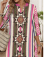 cheap Art&amp;Design Dress-Women&#039;s Mini Dress Casual Dress Stylish Basic Casual Vacation Daily Regular Fit Geometric Linen Like 3/4 Length Sleeve Stand Collar Pink Purple Green Summer Spring