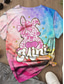 cheap Easter T Shirt-Easter Women&#039;s T Shirt Ombre Graphic Casual Short Sleeve Round Neck Regular Tops Daily Print Pink Summer