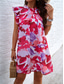 cheap Casual Floral Dresses-Women&#039;s Mini Dress Casual Dress A Line Dress Stylish Casual Vacation Daily Regular Fit Floral Sleeveless High Neck Black Pink Red Green Summer Spring