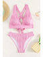 billige Bikinisett-Dame Badetøy Bikini 2 stk Frekk Badedrakt Åpen rygg Tynn Ferie Strand Klær Helfarge V-hals Ermeløs Badedrakter