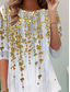 cheap Floral tee-Women's T shirt Long Sleeve Crew Neck Long Sleeve Tunic Ombre Floral Elegant Vintage Regular Tops Daily Going out Weekend Print Gold Prefall