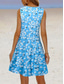 voordelige Bloemenjurken-Dames Mini Jurk Petite Jurk T Shirt Jurk Tee Jurk Zomerjurk A-lijn Jurk Elegant Vintage Stijlvol Vakantie Verjaardag Casual Regular Fit Bloem Mouwloos Ronde Hals Blauw Zomer
