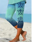 billiga Djurtryck-Damleggings Capri-byxor Hög elasticitet Mode Streetwear Hel längd Hög midja Grafisk Tryckning Termisk Varm Andningsbar Mjuk Utomhus Daglig Äppelgrön Fall Vinter Regular Fit