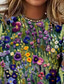 ieftine tricou floral-Pentru femei Tricou Floral Elegant Epocă Modă Manșon Lung Stil Nautic Topuri obișnuite Zilnic Ieșire Sfârșit de săptămână Imprimeu Verde salvie Vară Primăvară