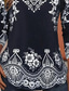 voordelige Boho t-shirt-Dames T-shirt Bloemig Grafisch Casual Lange mouw Strakke ronde hals Normale tops Dagelijks Afdrukken Wit / Zwart Zwart blauw Oranje Bruin Lente Herfst