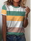 cheap Stripe&amp;Geometric tee-Women&#039;s T Shirt Striped Casual Short Sleeve Round Neck Regular Tops Daily Print Pink Green Summer