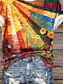 tanie Koszulka tie-dye i gradientowa-Damskie Podkoszulek Ombre Graficzny Elegancja Zabytkowe Moda Krótki rękaw Okrągły dekolt Zwykłe topy Codzienny Wyjściowe Weekend Nadruk Tęczowy Lato