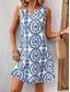 levne Dovolená Boho šaty-Dámské Mini šaty Volnočasové šaty Boho Chic šaty Tankové šaty Čechy Na běžné nošení Cikánský Dovolená Denní Plážové Volný Květinový Bez rukávů Tričkový Fialová Vodní modrá Světle modrá Léto Jaro