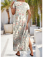 cheap Boho Dress-Women&#039;s Maxi Dress Casual Dress A Line Dress Stylish Casual Vacation Daily Regular Fit Floral Short Sleeve V Neck White Spring Fall