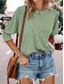 preiswerte Damen Arbeitsoberteile-Damen Hemd Bluse Feste Farbe Stilvoll Brautkleider schlicht Kurzarm Rundhalsausschnitt Normale Oberteile Täglich Patchwork Weiß Hellgrün Rosa Marineblau Sommer Frühling