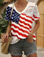 cheap Independence Day Top-Women&#039;s Patriotic  T Shirt Flag American Flag National Flag Stylish Casual Short Sleeve V Neck Regular Tops Daily Weekend Print Red Summer Spring