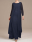cheap With Jacket-Two Piece Mother of the Bride Dress Elegant Vintage Simple Crew Neck Floor Length Chiffon Long Sleeve Jacket Dresses with Solid Color