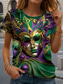 cheap Art&amp;Design tee-Carnival Women&#039;s T Shirt Graphic Casual Short Sleeve Round Neck Regular Tops Daily Print Green Summer
