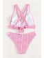 billige Bikinisett-Dame Badetøy Bikini 2 stk Frekk Badedrakt Åpen rygg Tynn Ferie Strand Klær Helfarge V-hals Ermeløs Badedrakter