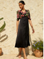 cheap Vacation Dresses-Women&#039;s Midi Dress Casual Dress A Line Dress Elegant Stylish Casual Vacation Daily Regular Fit Floral Half Sleeve V Neck Black Summer